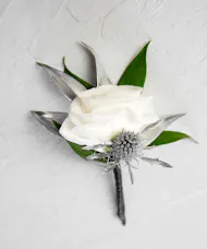 Metallic Silver Boutonniere