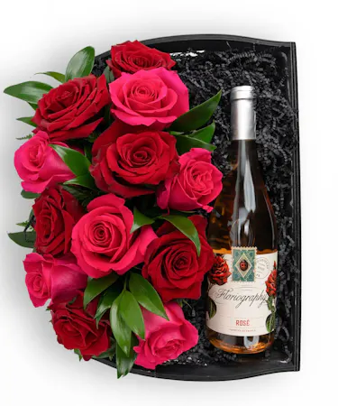 Your choice of wine, a variety of cocktail mixers, a pair of Sugarfina candy and chocolates, and a wine opener set.