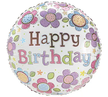 happy birthday balloon with flower theme