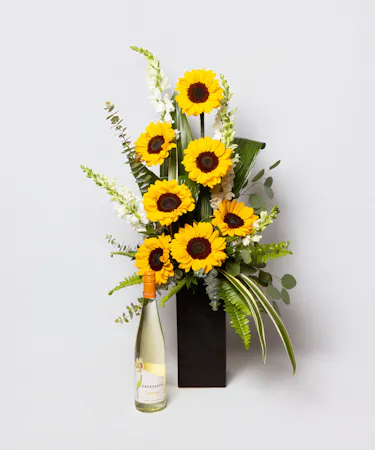 Date Night-In Package: Sunflowers + Wine