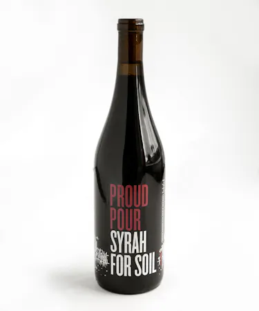 This Syrah supports American Farmland Trust's work to help farmers transition to regenerative practices. Made with organic grapes, the wine is bright and  light.